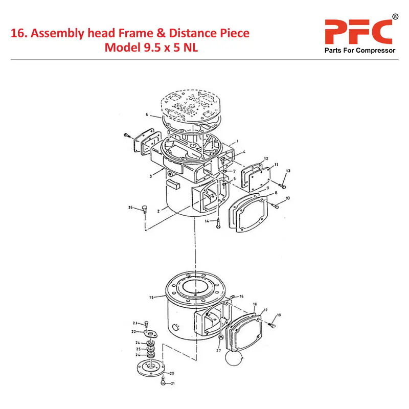 Head Frame IR 9 1/2 x 5 ESV NL Air Compressor Parts - Master