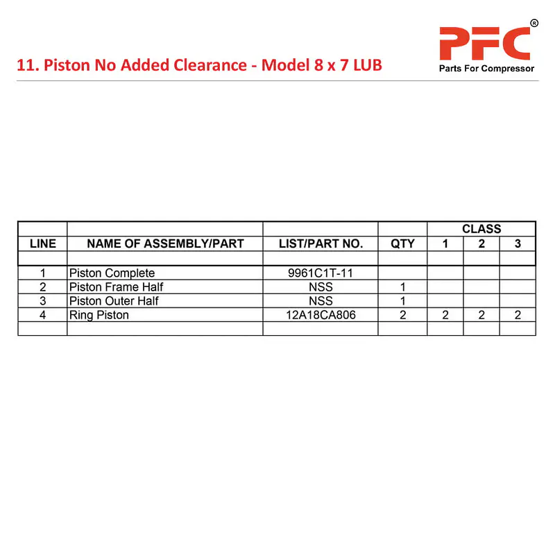 Piston IR 8 X 7 ESV LUB Air Compressor Parts - Master