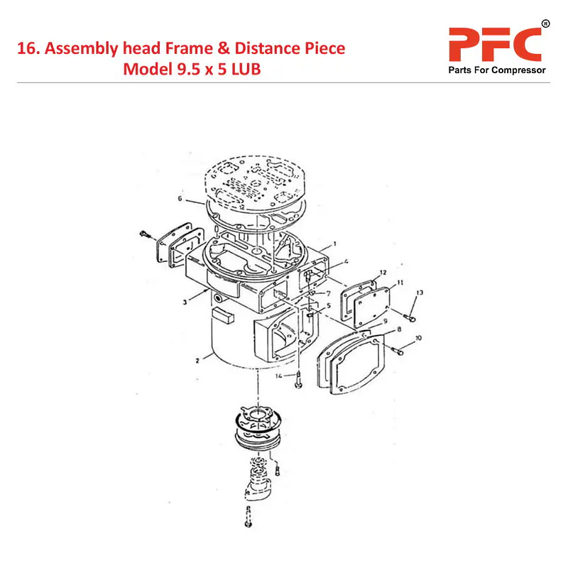 Head Frame IR 9 1/2 x 5 ESV LUB Compressor Parts - Master