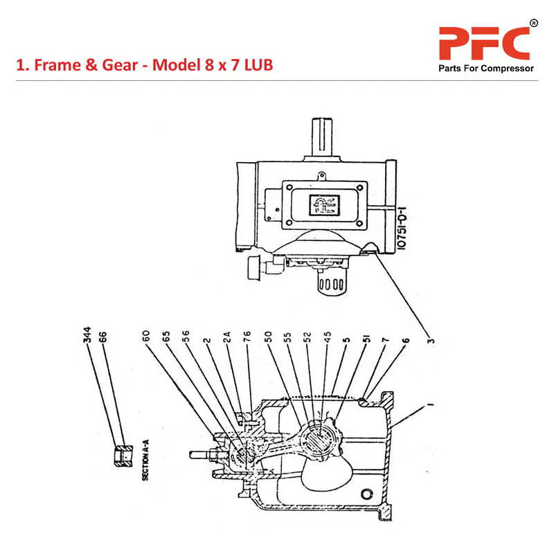 Frame & Gear IR 8 X 7 ESV LUB Air Compressor Parts - Master