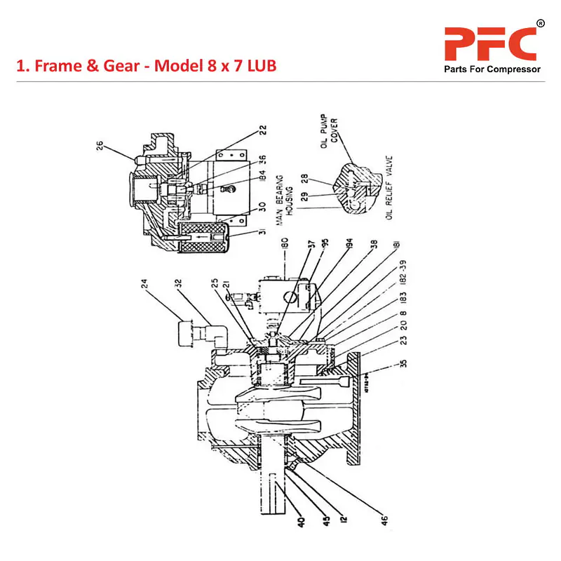 Frame & Gear IR 8 X 7 ESV LUB Air Compressor Parts - Master
