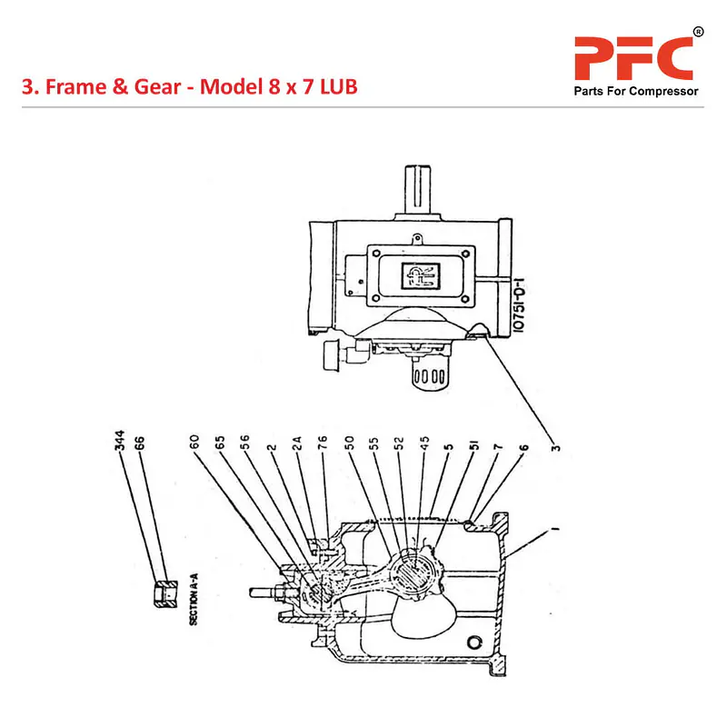 Frame & Gear IR 8 X 7 ESV LUB Air Compressor Parts - Master