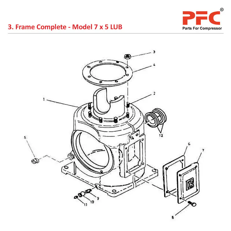 Frame Complete IR 7 x 5 ESV LUB Compressor Parts - Master