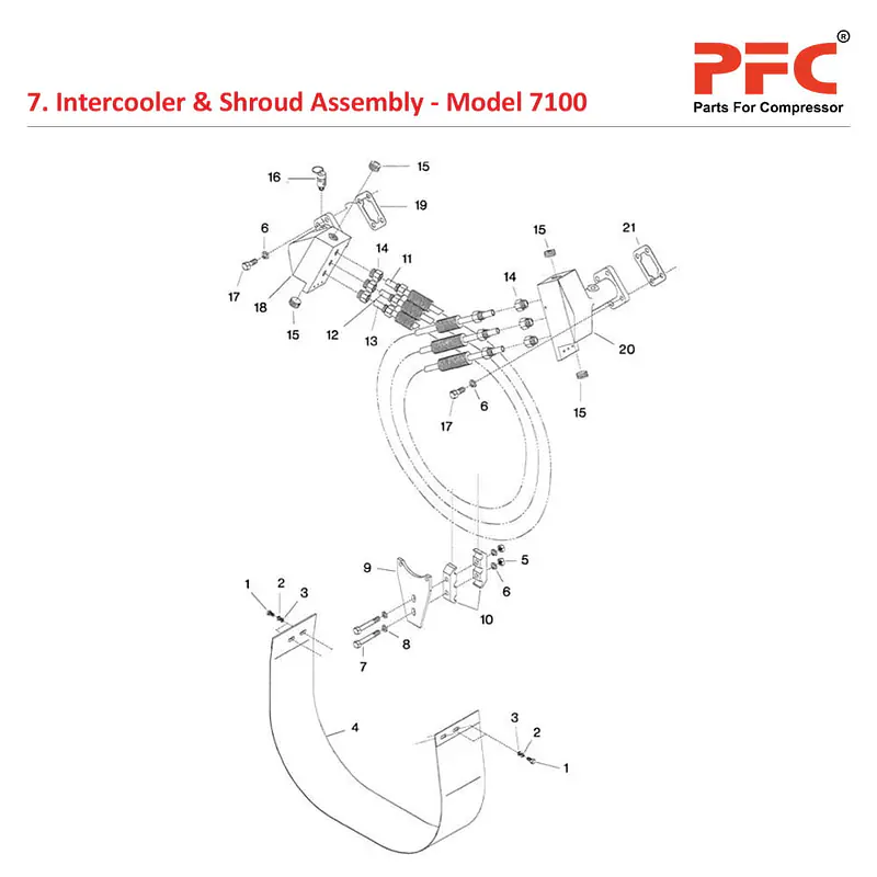 Intercooler & Shroud IR 7100 Air Compressor Parts - Master