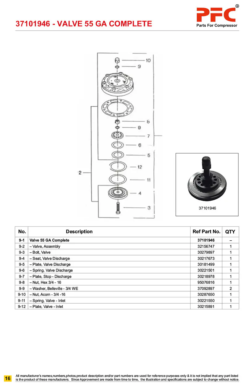 Valve 55GA Complete 37101946 Replacement - Master