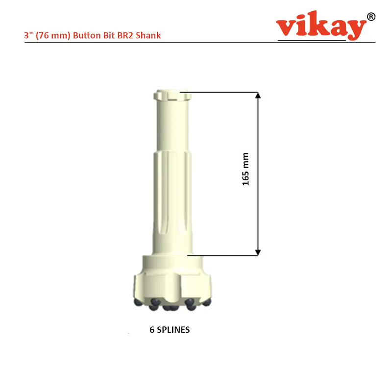 3" Button Bit - 76 mm x BR2 Shank - Master