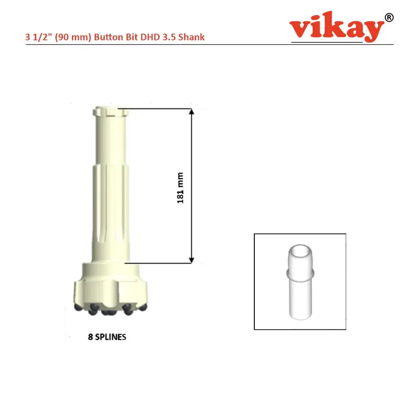 3 1/2" Button Bit - 90 mm x DHD 3.5 Shank - Master